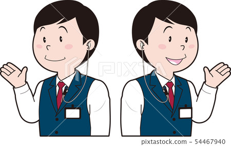 Male clerk with intercom Male clerk with intercom 54467940
