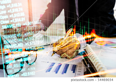 Stock market or forex trading graph and candlestic Stock market or forex trading graph and candlestic 54469034