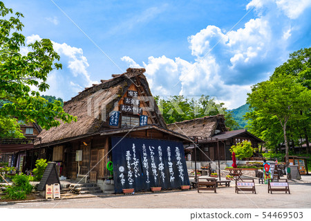 "Gifu Prefecture" Shirakawago Gassho village, fresh green "Gifu Prefecture" Shirakawago Gassho village, fresh green 54469503
