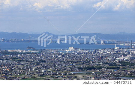 Marugame City and Seto Ohashi Bridge Marugame City and Seto Ohashi Bridge 54470731