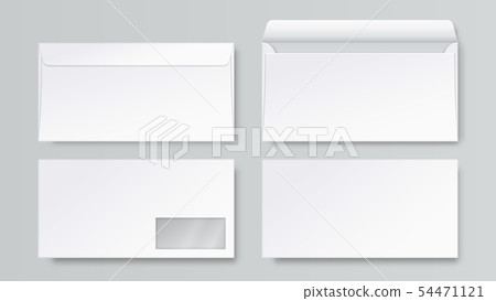 Realistic envelope. DL blank stationery mockup,...-插圖素材