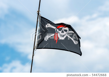 Waving in the wind pirate flag on the mast Waving in the wind pirate flag on the mast 54472668
