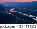 Yoshino River and the Tokushima Plain at dusk 54473303