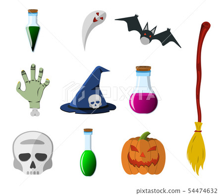 Cartoon Halloween icon set. Pumpkin, Deadman's Cartoon Halloween icon set. Pumpkin, Deadman's 54474632