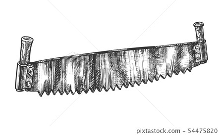 Old Model Of Two-handed Saw For Sawing Logs Vector 54475820