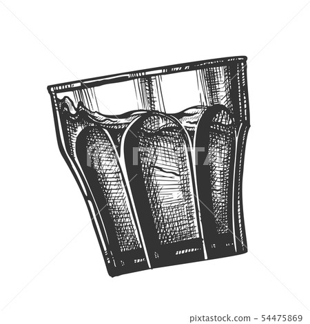 Slanted Vodka Drink Full Glass With Facets Vector 54475869