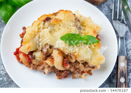 Macaroni casserole with ground beef, cheese 54476187