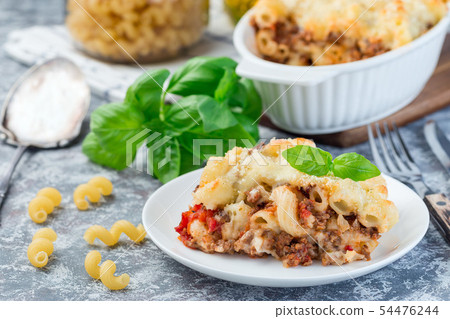 Macaroni casserole with ground beef, cheese 54476244