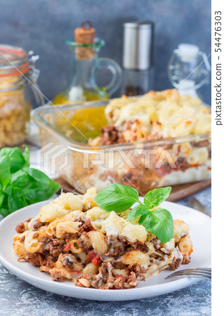 Macaroni casserole with ground beef, cheese 54476303
