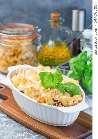 Macaroni casserole with ground beef, cheese Macaroni casserole with ground beef, cheese 54476309