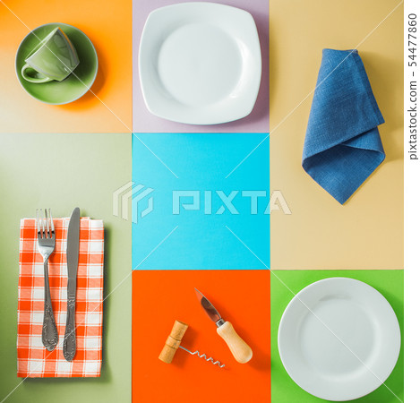 kitchenware at colorful background 54477860