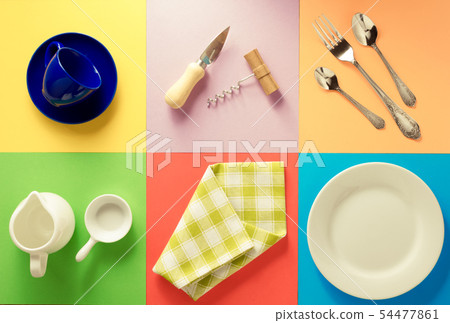 kitchenware at colorful background 54477861