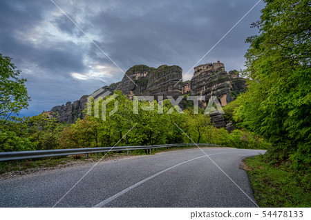 Twisting and turning road in Meteora 54478133