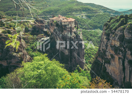 Roussanou monastery in Meteora valley Roussanou monastery in Meteora valley 54478170