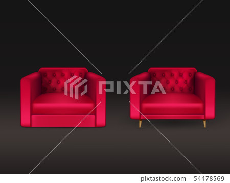 Club chairs of red leather realistic vector Club chairs of red leather realistic vector 54478569