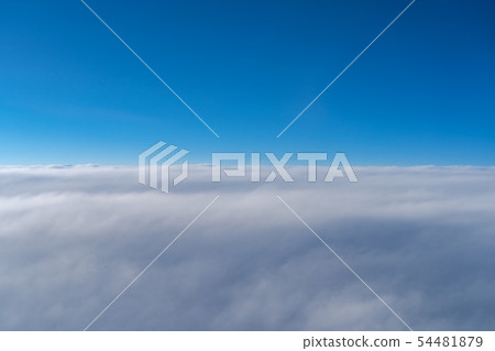 View of dark blue sky horizon in sun rise time 54481879