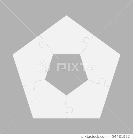 Five pieces jigsaw puzzle pentagon info graphic. 54481932