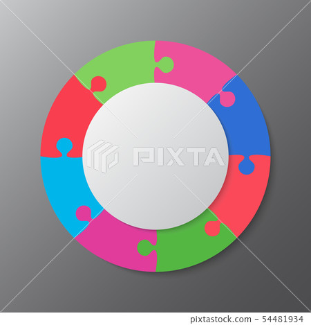 Eight pieces jigsaw puzzle circles diagram graphic Eight pieces jigsaw puzzle circles diagram graphic 54481934