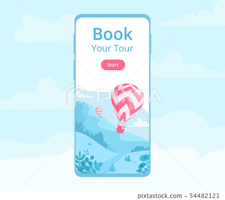 Hot air balloon mobile app template illustration Hot air balloon mobile app template illustration 54482121