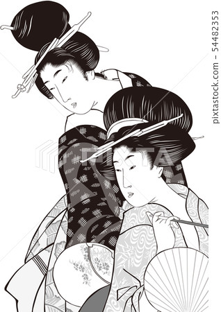 浮世繪女人第34部分黑色和白色 54482353