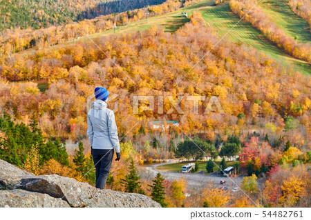 Woman tourist at Artist's Bluff in autumn Woman tourist at Artist's Bluff in autumn 54482761
