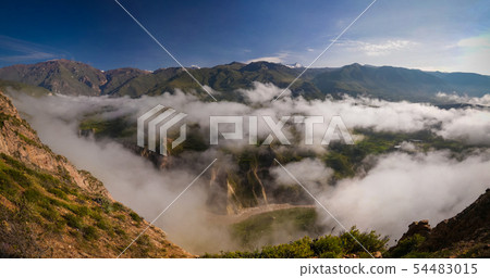Aerial panoramic view to Colca canyon from the Aerial panoramic view to Colca canyon from the 54483015