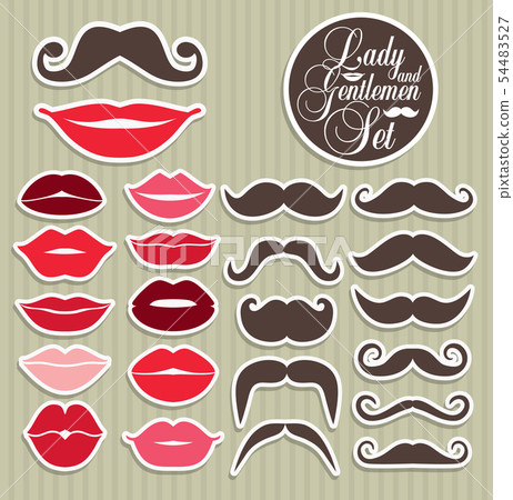 Stikers collection of moustaches and lips. Stikers collection of moustaches and lips. 54483527