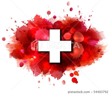 Flag of Switzerland on red paint splashes 54483792