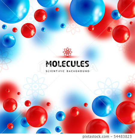 Blue and red molecules, vector background.3D Blue and red molecules, vector background.3D 54483823
