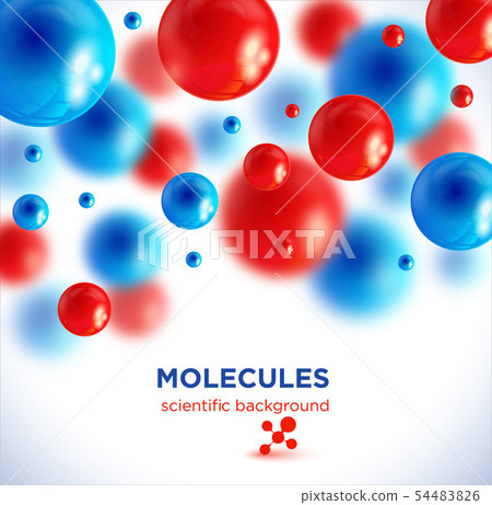Blue and red molecules, vector background.3D Blue and red molecules, vector background.3D 54483826