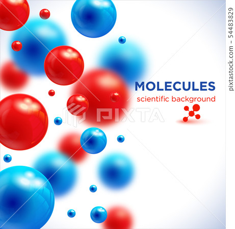 Blue and red molecules, vector background.3D Blue and red molecules, vector background.3D 54483829