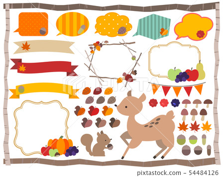 Autumn motif illustration frame set 54484126