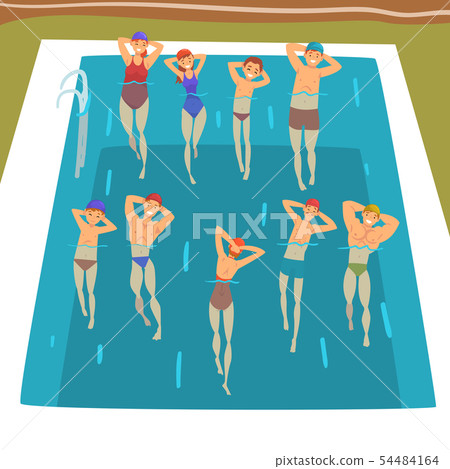People Doing Water Aerobics Exercises in Swimming Pool, Group Fitness Class Vector Illustration People Doing Water Aerobics Exercises in Swimming Pool, Group Fitness Class Vector Illustration 54484164
