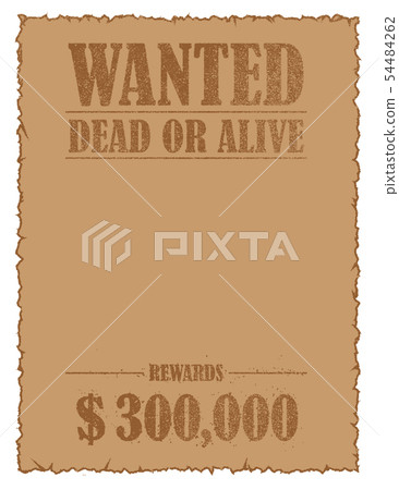 Faded WANTED / Arrangement / Prize neck template illustration (with border, no face photo area) 54484262