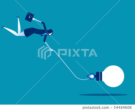 Businesswoman and bulb navigation. Concept Businesswoman and bulb navigation. Concept 54484606