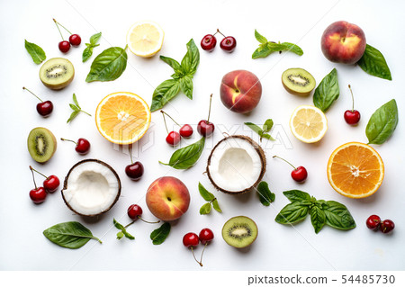 Summer vitamin food, various fruit and berries Summer vitamin food, various fruit and berries 54485730