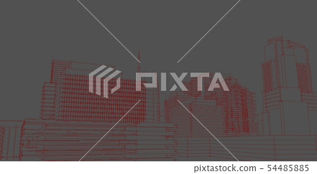 3D illustration architecture building perspective 3D illustration architecture building perspective 54485885