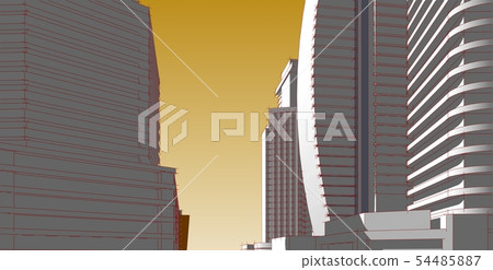 3D illustration architecture building perspective 54485887