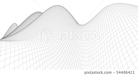 Abstract 3d wireframe terrain ,3d Illustration 54486421