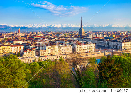 Turin city aerial vew, northern Italy Turin city aerial vew, northern Italy 54486487