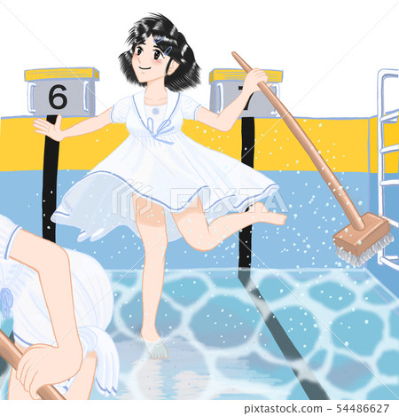 JK Yuna“Natsu來了！”白色水手服7空，沒有游泳池2人 54486627