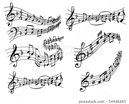 Notes music melody colorfull musician symbols sound melody text writting audio symphony vector 54486865
