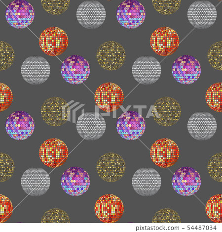 Disco ball discotheque music party night club dance equipment seamless pattern background vector 54487034