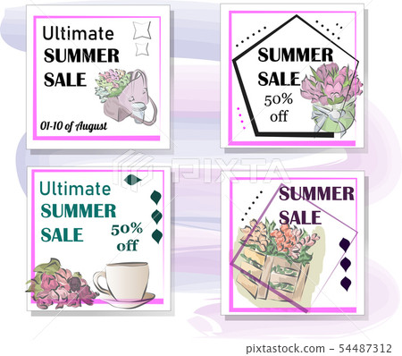 Modern promotion square web banner for social media mobile apps. Elegant sale and discount promo 54487312