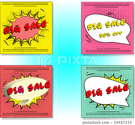 Set of Sale Vector Designs with social media banners, designs promotional material in pop art style 54487314