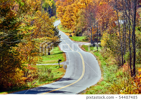Highway at autumn day, Vermont, USA. Highway at autumn day, Vermont, USA. 54487485