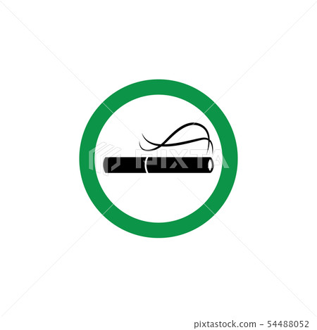 Smoking allowed - green icon with lit cigarette for public smoke area. Smoking allowed - green icon with lit cigarette for public smoke area. 54488052