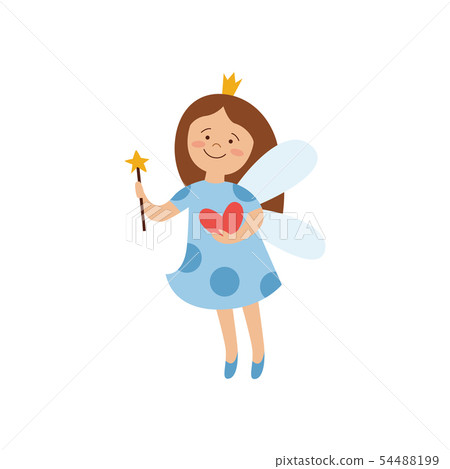Magic fairy princess in blue hospital gown holding a heart 54488199