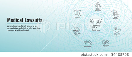 Medical Lawsuits Icon Set And Web Header Banner Stock