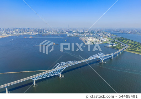 Tokyo Gate Bridge Aerial shooting 54489491